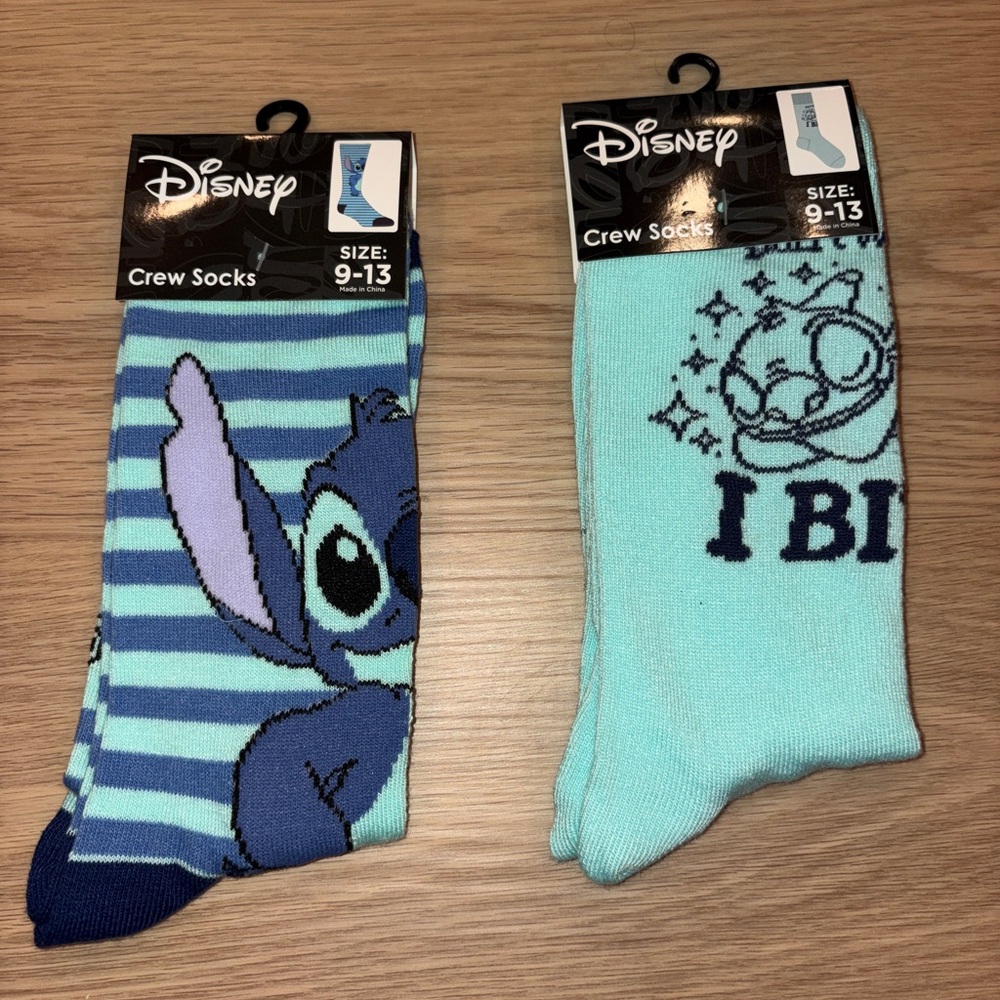 Disney Lilo & Stitch Crew Socks Set - Aqua & Navy